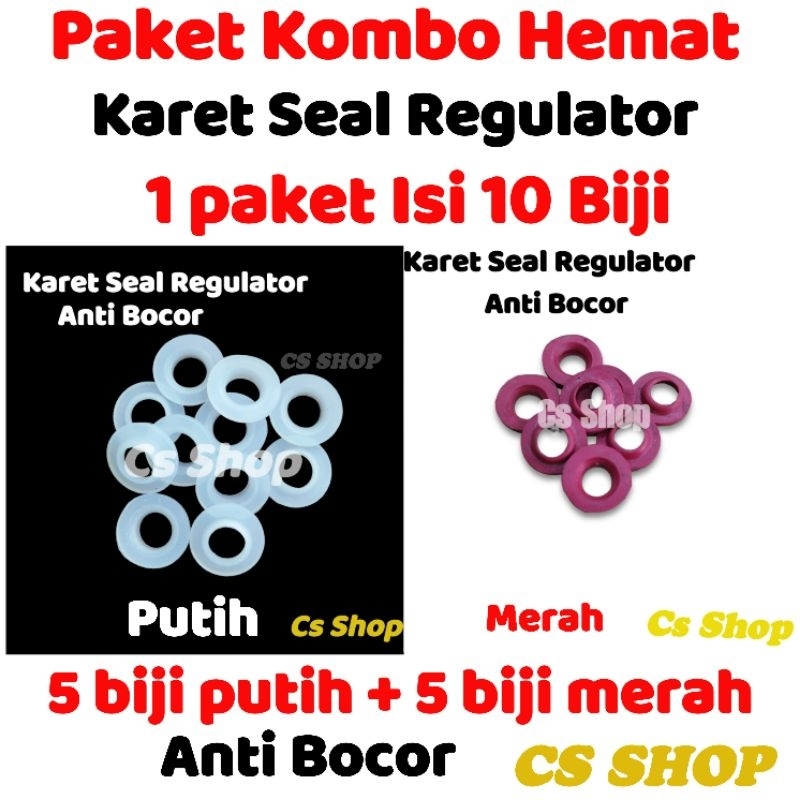 CS SHOP PROMO!!! PAKET KOMBO HEMAT SEAL REGULATOR ANTI BOCOR ISI 10 BIJI MIX WARNA/KARET KEPALA TABUNG GAS ANTI BOCOR 5 BIJI MERAH+5 BIJI PUTIH