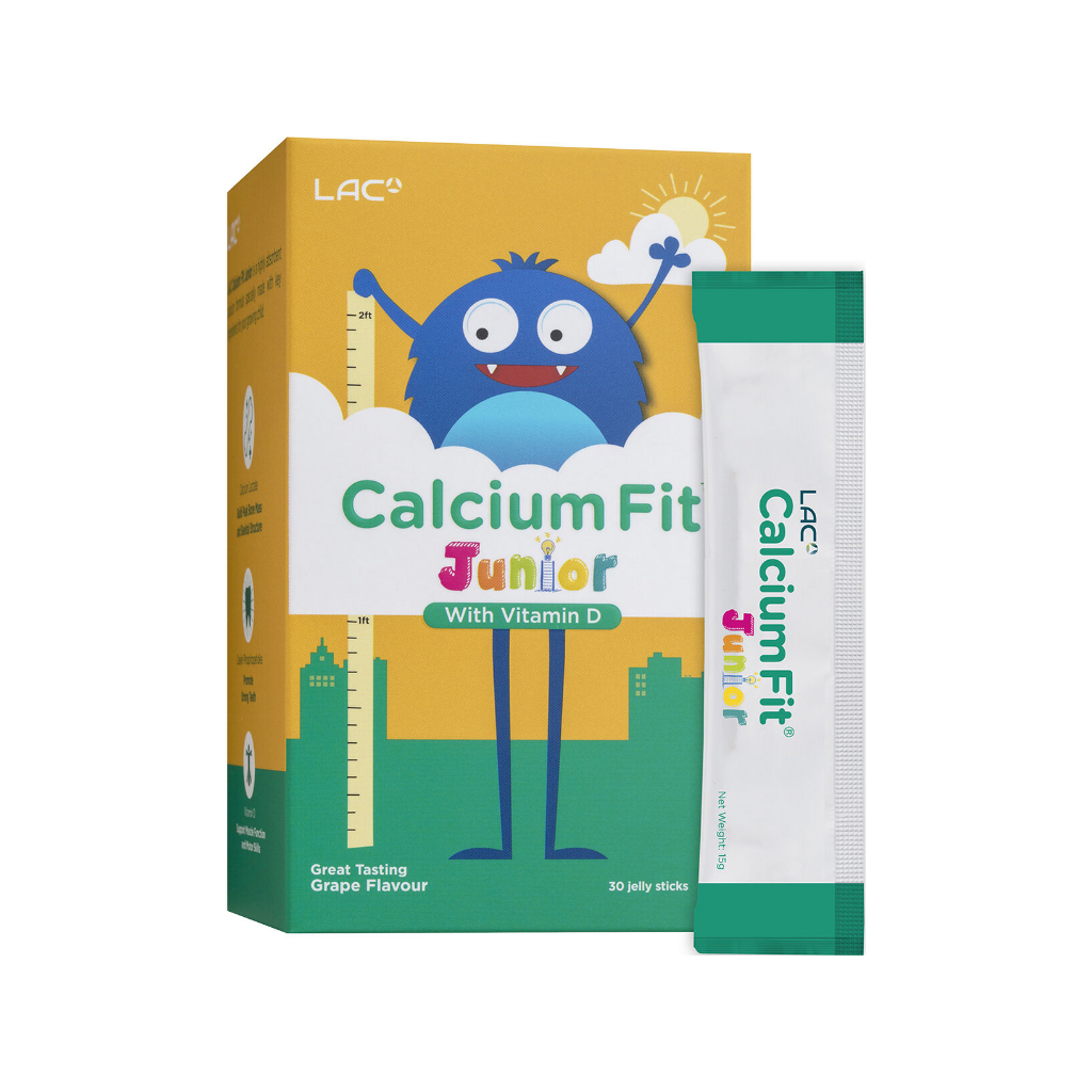 LAC JUNIOR Calcium Fit Junior With Vitamin D Grape Flavour (30 Jelly Sticks)