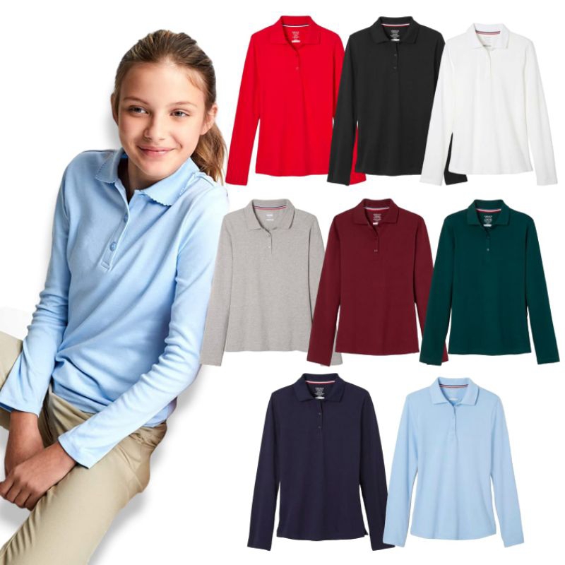 Kaos Anak Perempuan Polo Lengan Panjang Lacoste 4 6 8 10 14 16 18 Tahun