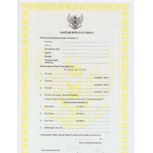 

Kertas Daftar Riwayat Hidup/Blangko Daftar Riwayat Hidup