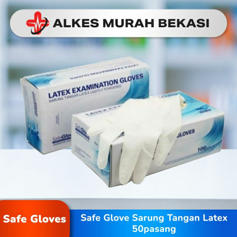 Sarung Tangan Safe glove Latex isi 100pcs / Safeglove Latex / Sarung Tangan Medis / Safeglove / Sarung Tangan