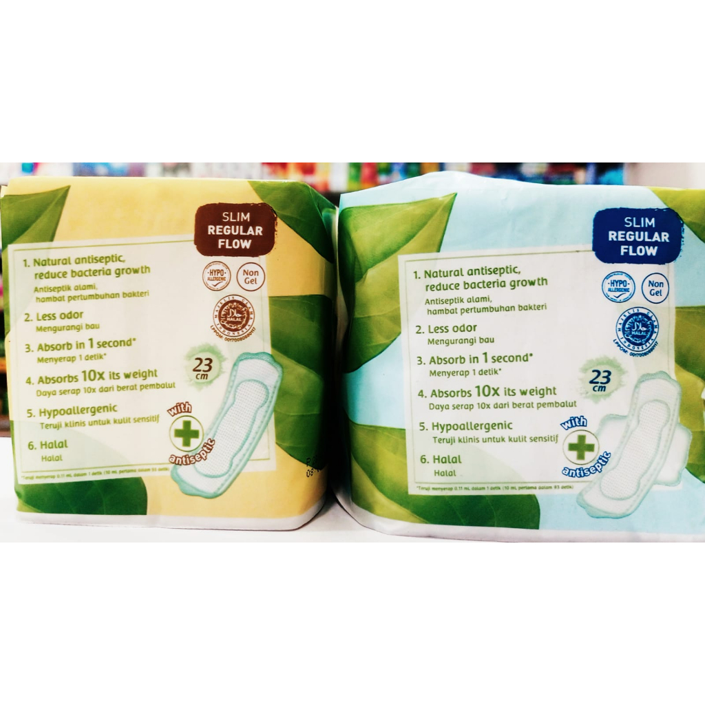 Softex Daun Sirih 𝟐𝟑𝐜𝐦 𝐈𝐬𝐢 𝟖𝐩𝐚𝐝𝐬 𝐖𝐈𝐍𝐆/𝐍𝐎𝐍 𝐖𝐈𝐍𝐆 - Pembalut Wanita Slim Regular Flow