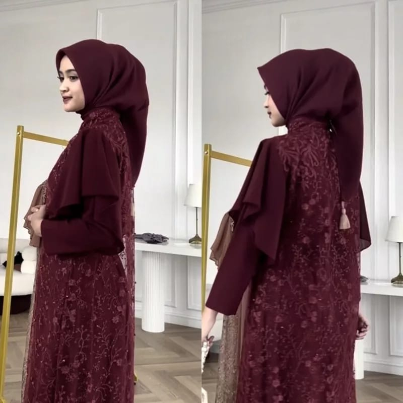 Gamis wanita long dress Muslim basic lengan panjang busui friendly warna biru Jumbo gamis Allora bro