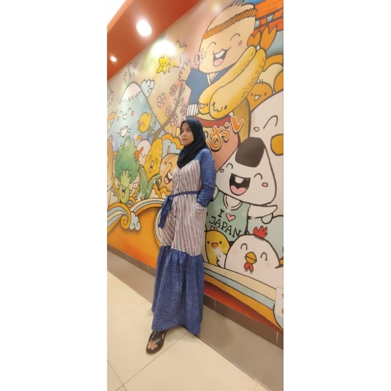 Nadine gamis batik modern katun 2 warna