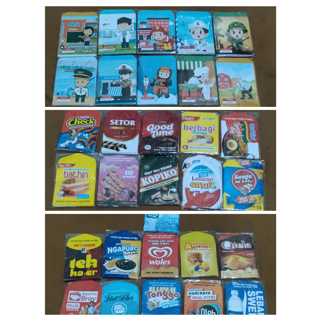 Amplop THR untuk angpau lebaran ukuran medium 7x12 motif banyak 1 pack isi 10 lembar