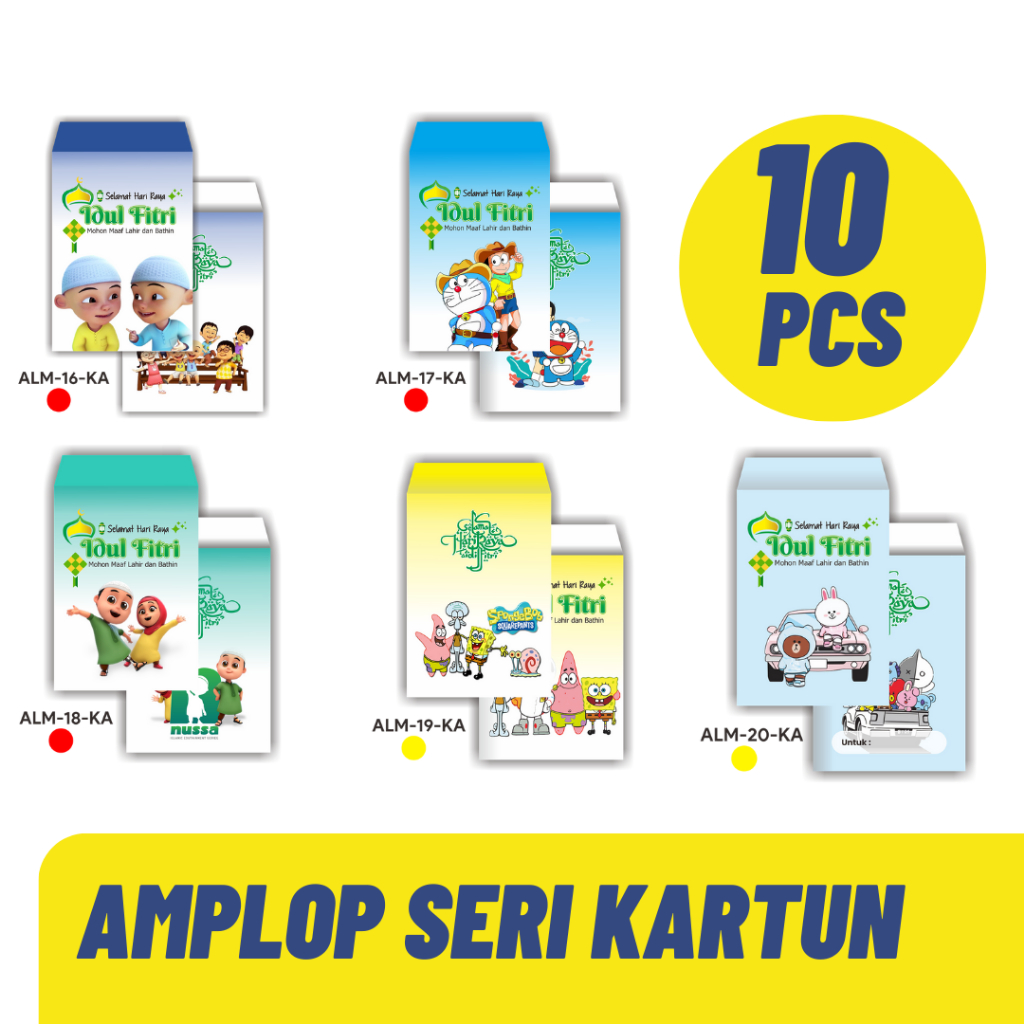 

AMPLOP LEBARAN 2025 ISI 100 PCS SERI KARTUN