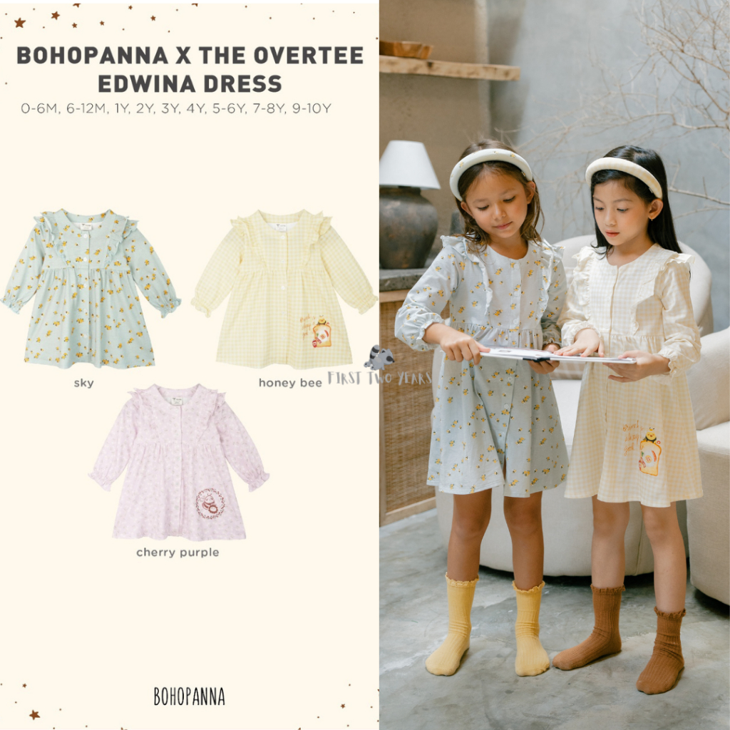 Bohopanna X Overtee - Edwina Dress / Dress Lengan Panjang Anak Perempuan