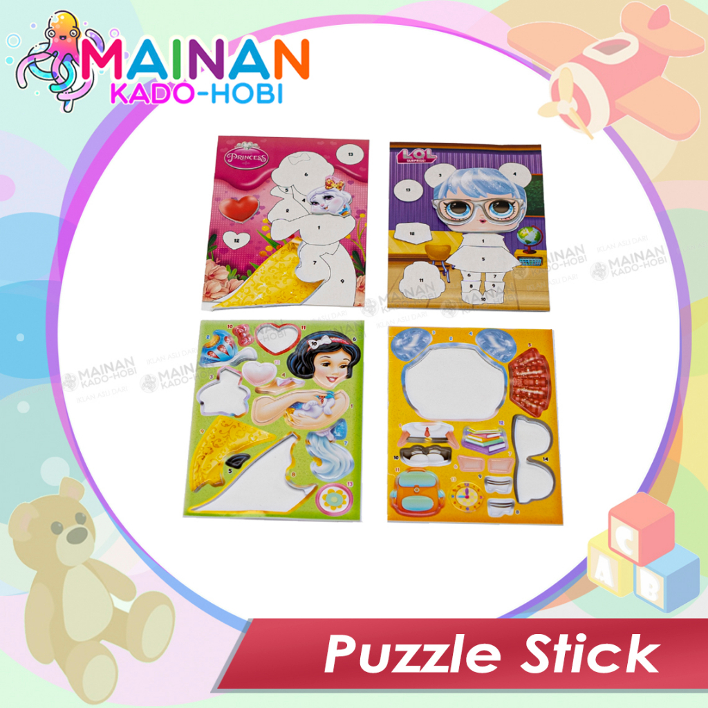 MAINAN EDUKASI ANAK PEREMPUAN BONGKAR PASANG STICK AND MATCH PUZZLE KARAKTER