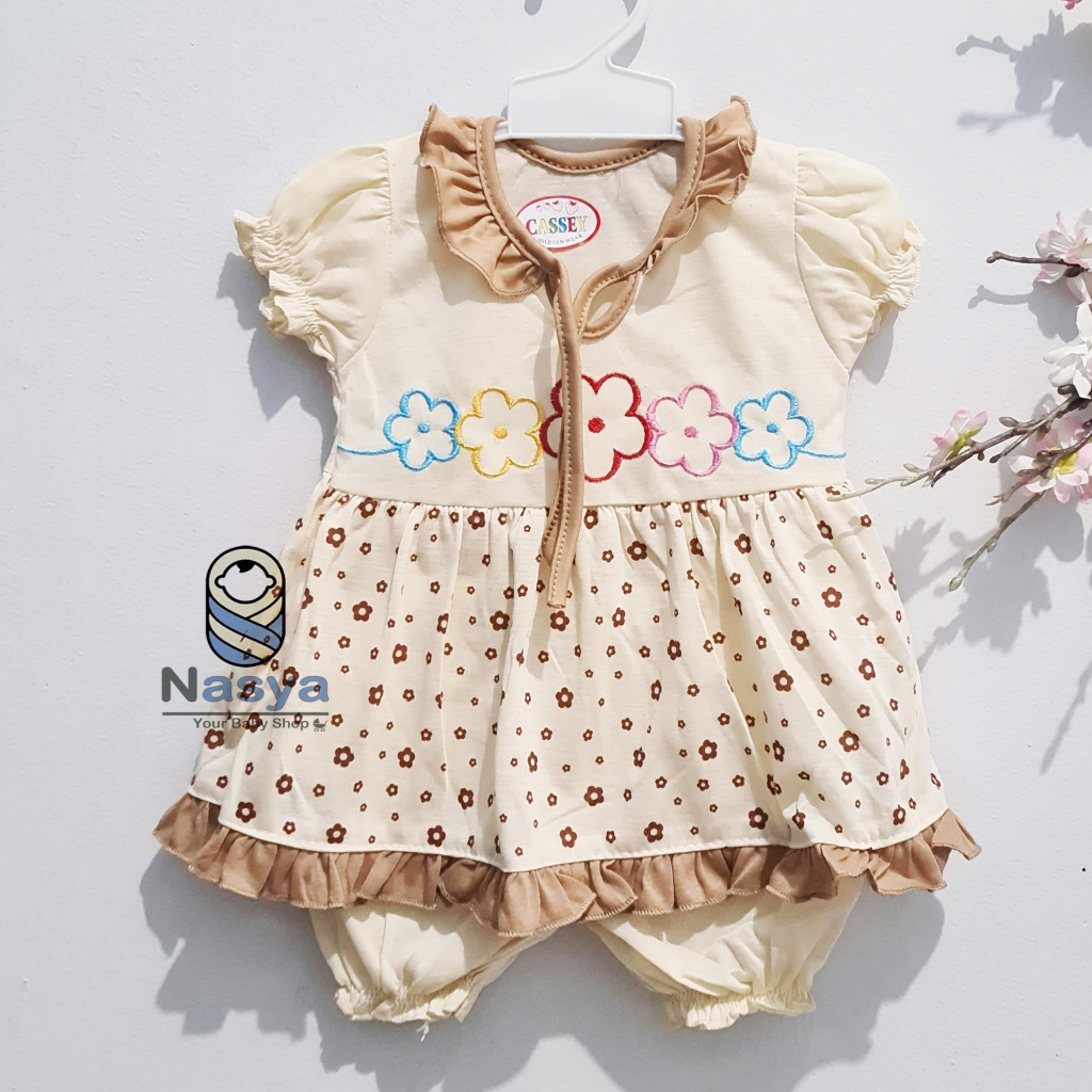 [N-020] Setelan baju bayi perempuan / baju anak 0-6 bulan dengan renda kecil