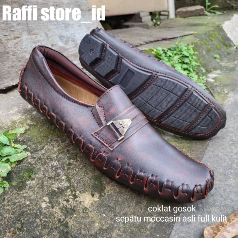 Cod sepatu moccasin kulit .sepatu pentopel pria