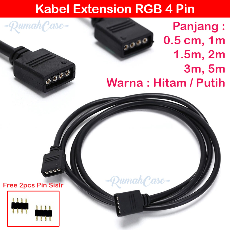 Kabel Extension LED Strip RGB 4 Pin Cable Extender 5050 Male Female - panjang 50 cm perpanjangan