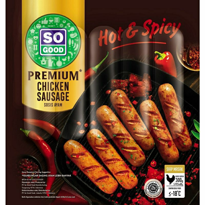 

So Good Sosis Ayam Hot and Spicy 300gr - So Good Sosis Ayam Pedas