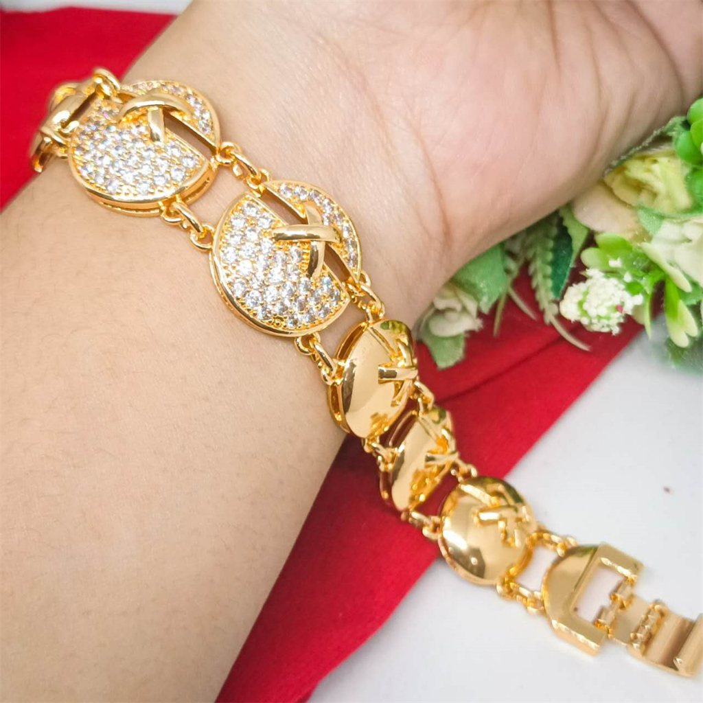 Gelang Tangan Perhiasan Dubai Xuping Lapis Emas 24K rosegold Fashion anti karat terbaru Gelang Kendari