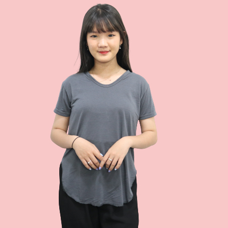 Kaos Vneck Polos Slit V neck Wanita Lengan Pendek DAN Panjang