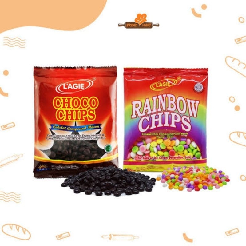 

L'AGIE Chocochips Choco Chips Coklat Rainbow 45gr