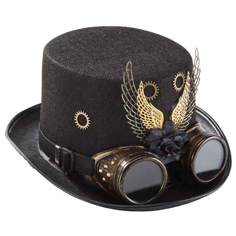 Steampunk Hat with Fedora Chain Glasses Elegant Hat Headwear 8747