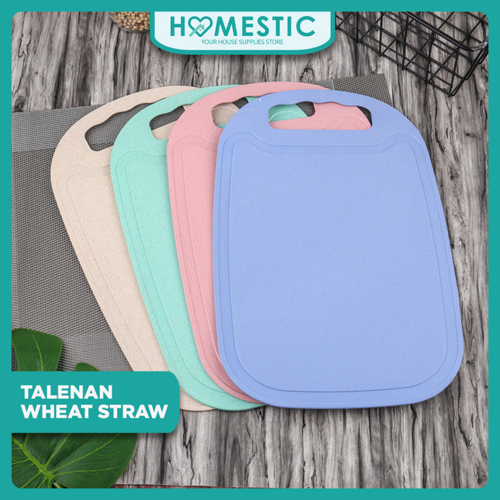 Talenan Anti Slip Bahan PP Food Grade Jerami Gandum / Talenan  Portable Wheat Straw