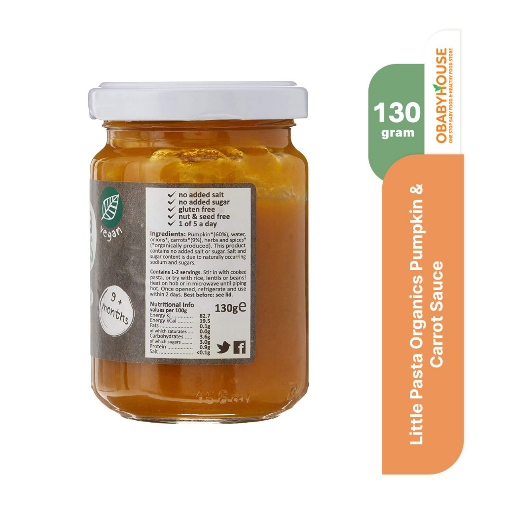 Little Pasta Organics Pumpkin &amp; Carrot Sauce 130 gr