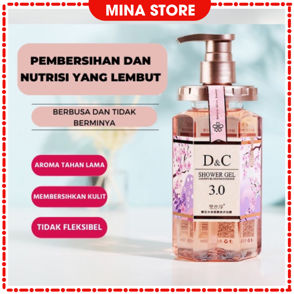 D&C SHOWER GEL Korea Natural Whitening Body Wash Cherry Blossom 500ml Peremajaan Kulit Pelembab Arom