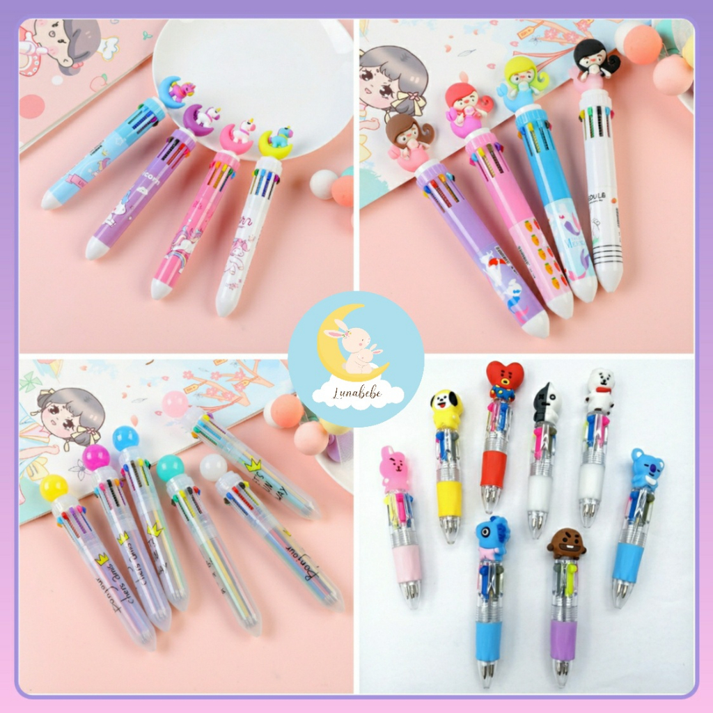 

Bolpen 10 in 1 Pulpen Karakter Lucu Pena Pen Animal BTS 10 Warna
