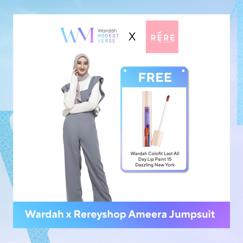 Rereyshop - Ameera Jumpsuit Wanita Tanpa Lengan Korean Style Bahan Royal Twist Premium  (Get Promo Bundling Lip Paint)