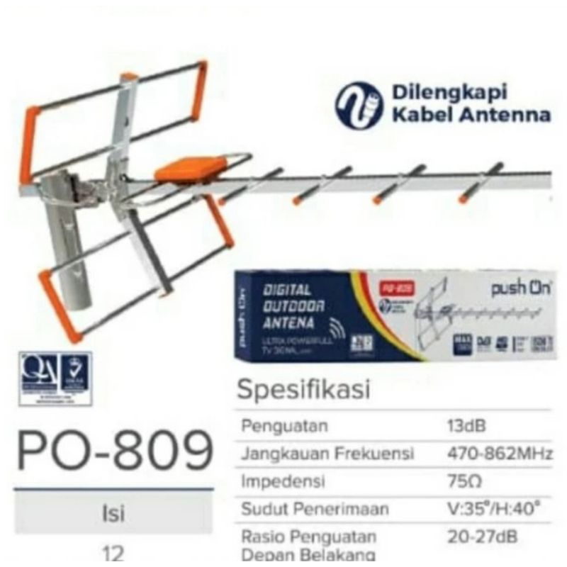 Antena TV Push On PO 809