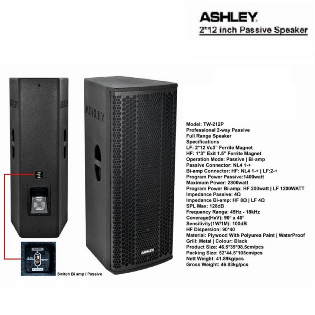 speaker pasif ashley TW 212p / TW212p 2x12inch original