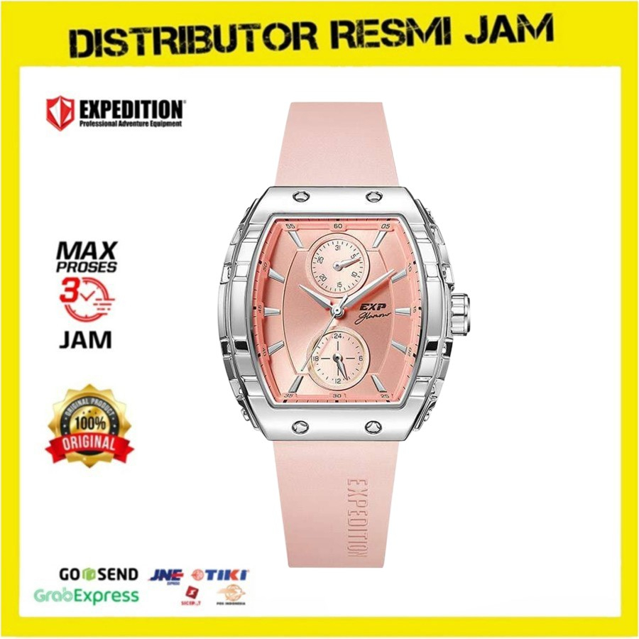 Jam Tangan Wanita Expedition E6782BF E 6782 BF Pink Silver