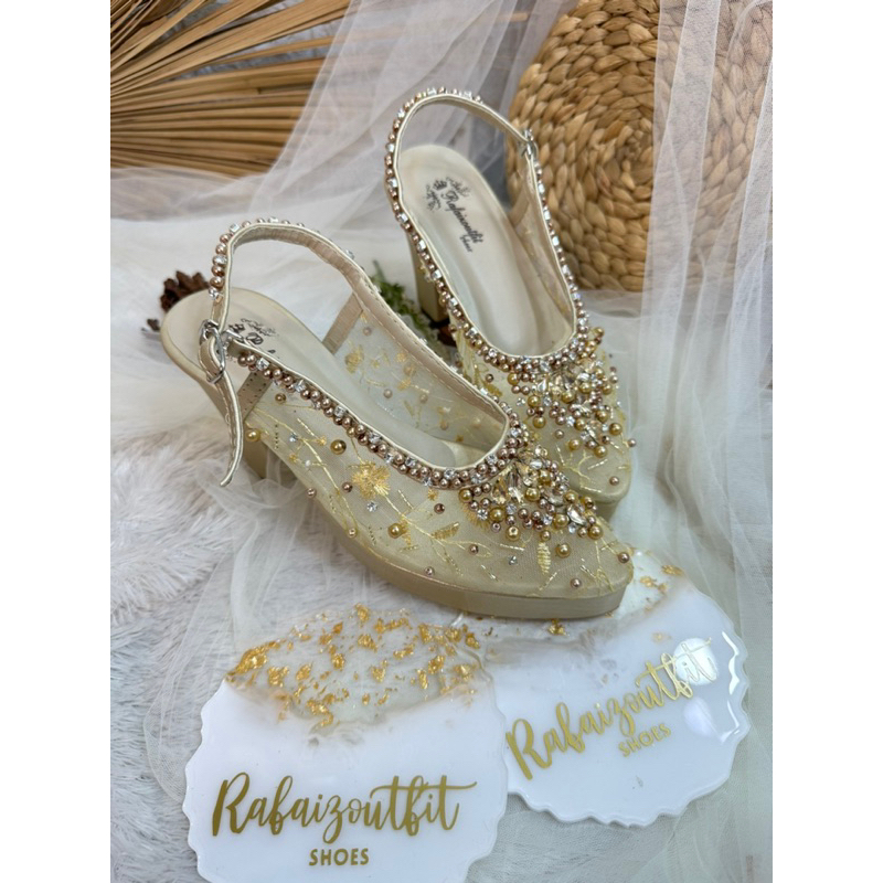 sepatu wedding Kiana gold platform 9cm