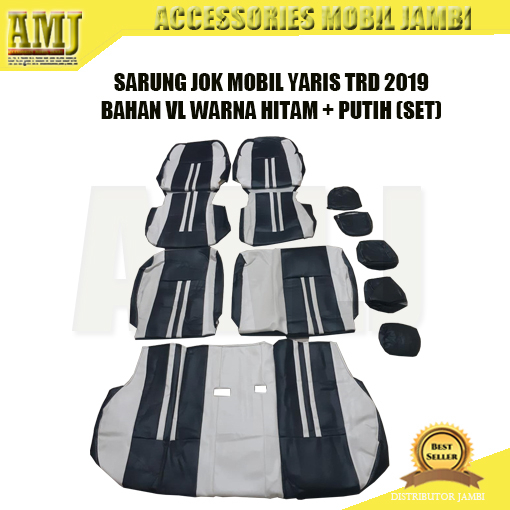SARUNG JOK MOBIL YARIS TRD 2019 BAHAN VL WARNA HITAM + PUTIH (SET)