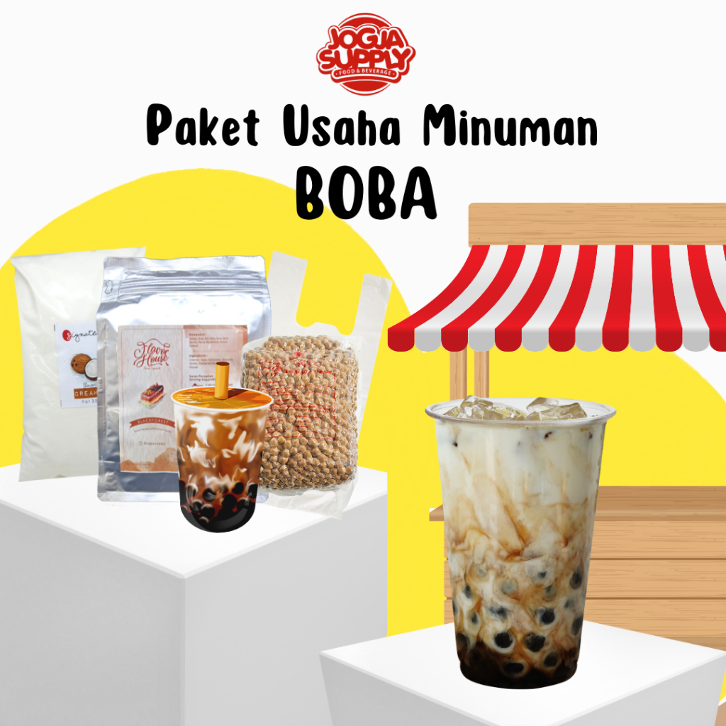 

JOGJA SUPPLY - Paket Usaha Minuman Boba - Paket Usaha Ramadhan Takjil - Powder Drink - Creamer - Boba Kering Tapioka Pearl