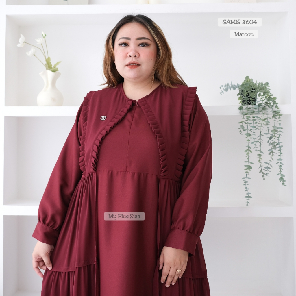 Gamis Ruffle Bros Wanita Jumbo 3604, Ld 130 &amp; 144 cm