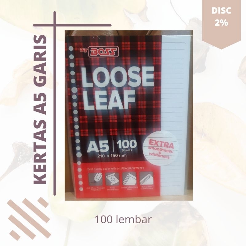 

Loose Leaf Isi Kertas Binder A5(20r) 100 lembar garis