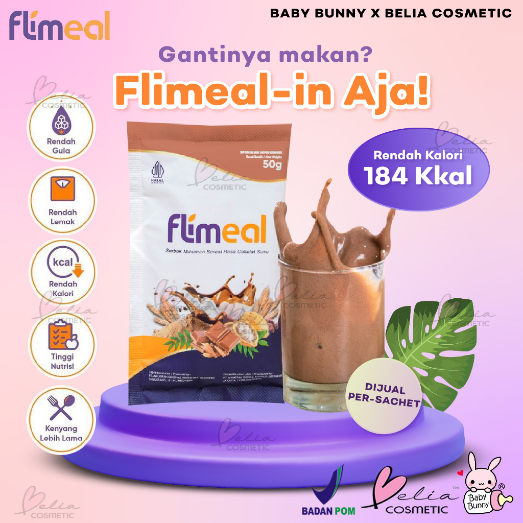 ❤ BELIA ❤ FLIMEAL Meal Replacement | minuman Pengganti Makanan Cokelat | Cokelat Susu 50g | BPOM