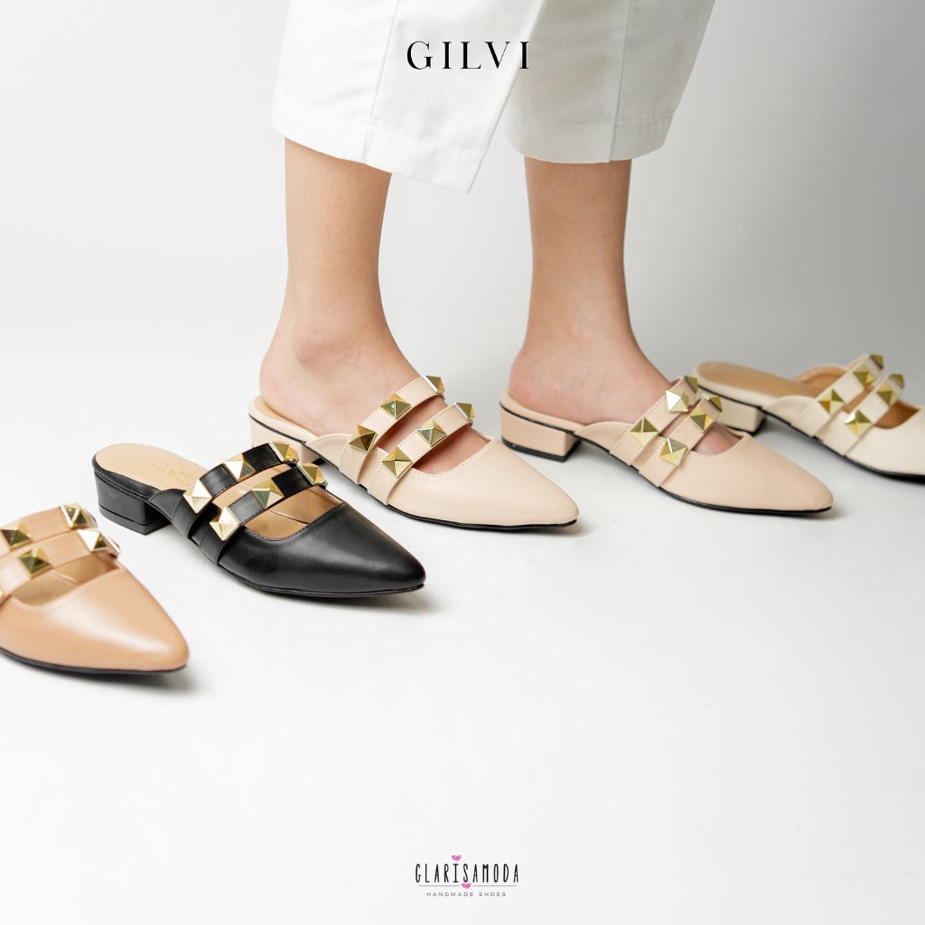 GLARISAMODA Gilvi heels 3cm / heels wanita / sepatu wanita mules nyaman empuk / heels spike