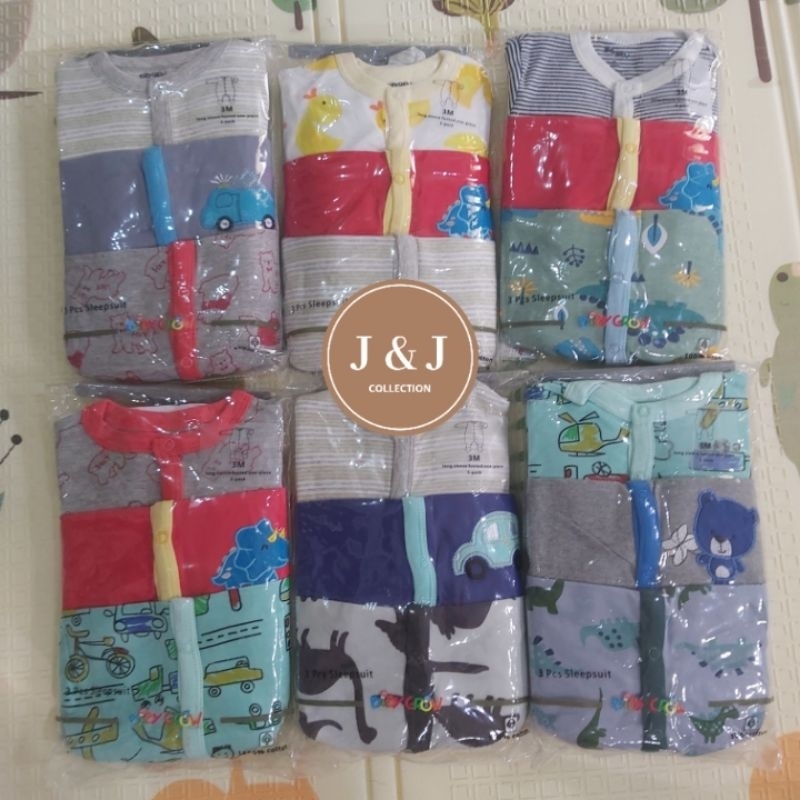 Sleepsuit Bayi BABY GROW 3 in 1 set Tutup kaki