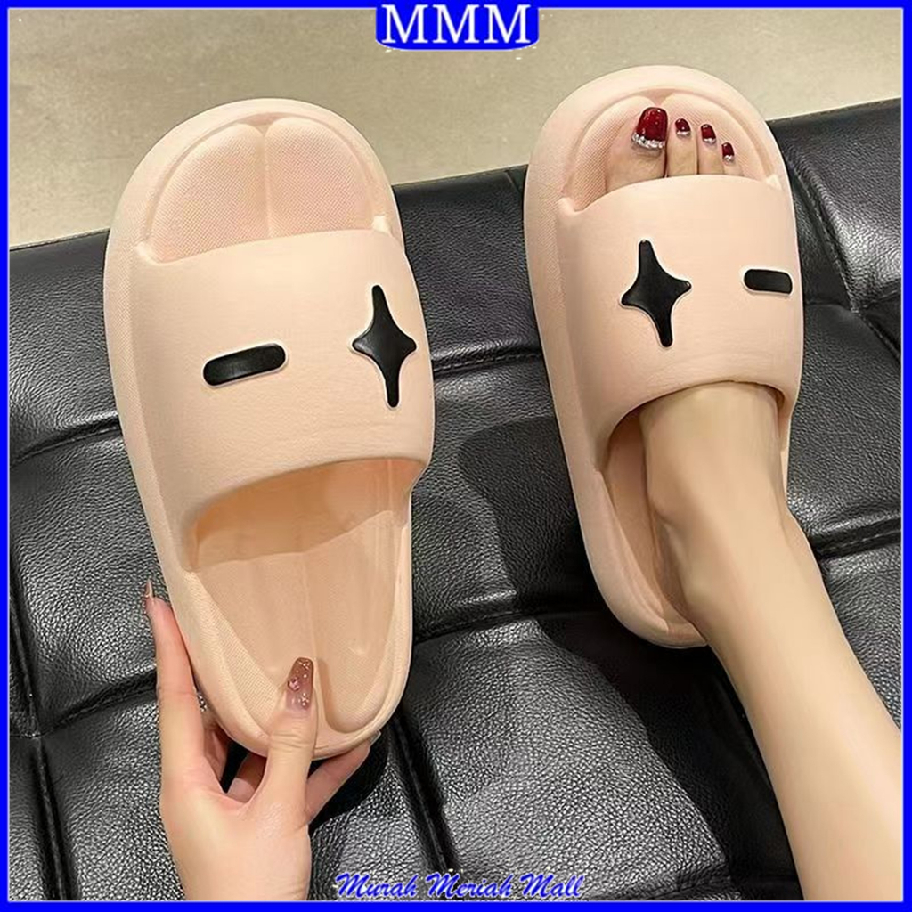 MMM Sandal Wanita Kekinian Anti Slip 6728 Motif Plus Minus Import Sendal + - Slop Korea Bahan Karet Tebal Alas Kaki Rumah Kamar Murah Super Empuk