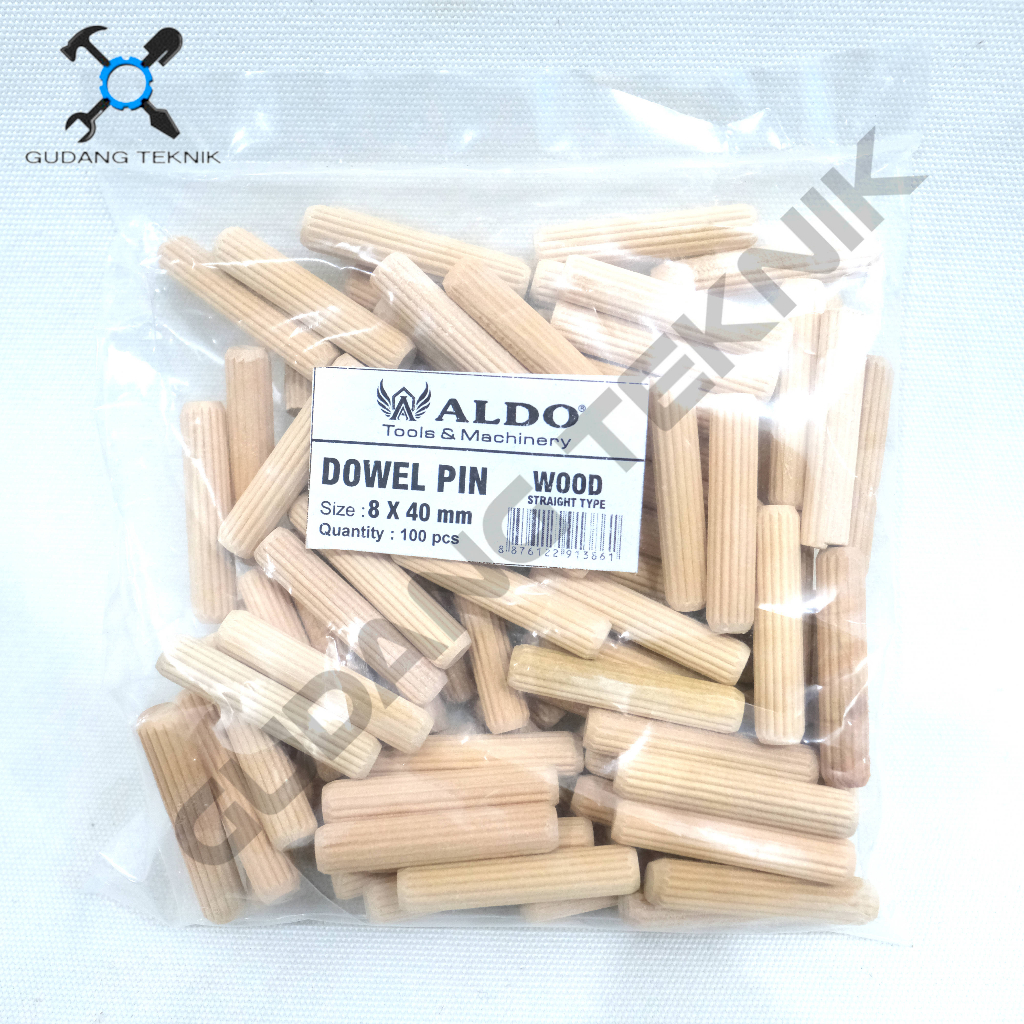 Dowel Penyambung Kayu Pin Stik Joiner 100pcs ALDO 6mm 8mm 10mm / Sambungan Sambung Pen Penggabung Kayu - Stick Bulat Ulir ALDO