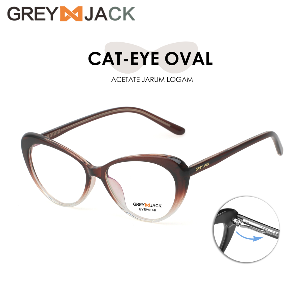 Grey Jack kacamata Frame Gadget/Komputer Model Cateye Oval Fashion Wanita Bahan TR90 ACETATE ringan 