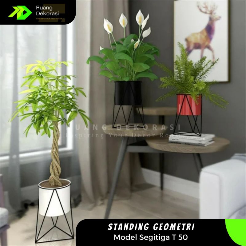 Standing Pot Bunga Besi Minimalis Model Geometri Rak Bunga Besi Minimalis Standing Pot Bunga Jumbo