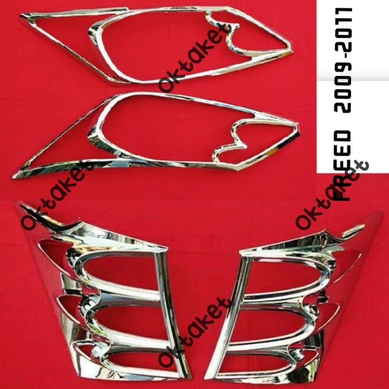 Paket garnish lampu depan belakang Freed 2009 2010 2011  chrome jsl