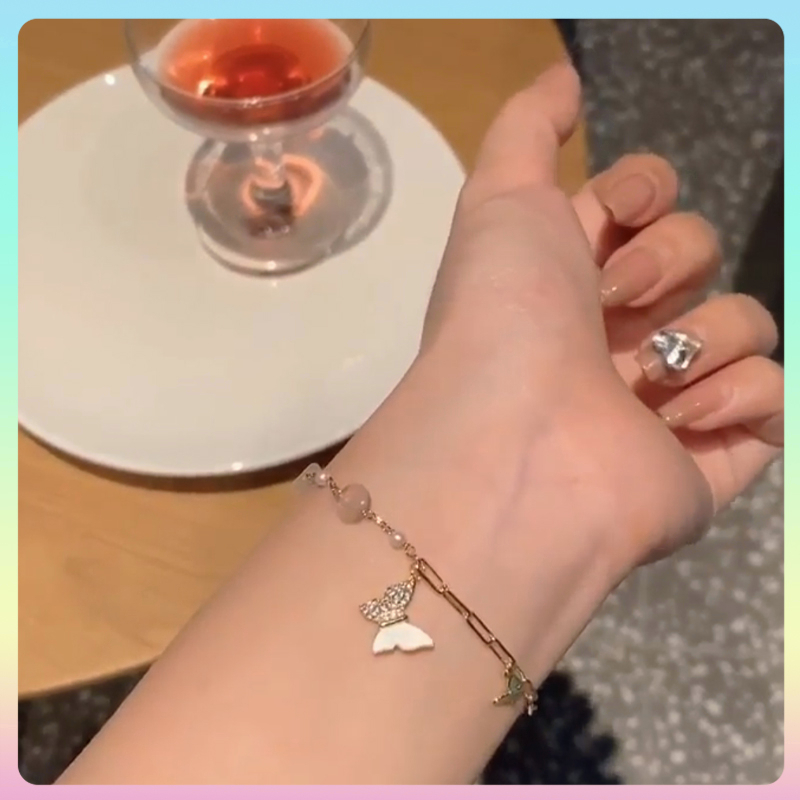 Perak Gelang Serut titanium Tangan Rantai Adjustable Warna Rose Gold / Silver Hias Kristal untuk Wanita
