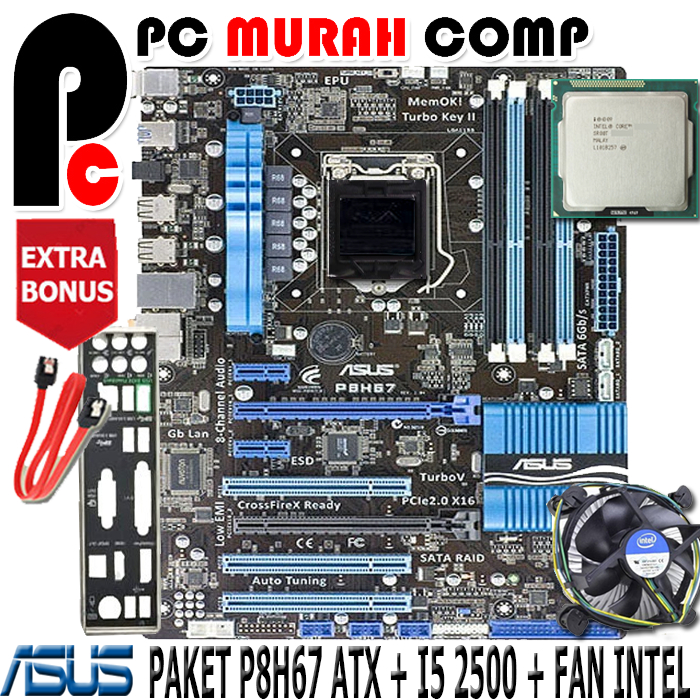 MAINBOARD MOTHERBOARD MOBO P8H67 LGA 1155 DDR3 PAKET I5