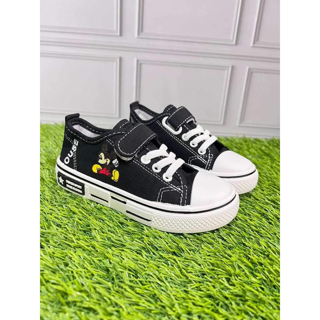 IMPORT Sepatu Anak Import Sneaker Sekolah Anak Laki-Laki Perempuan / Sepatu Canvas Anak Karakter Mickey Mouse Size 24-29