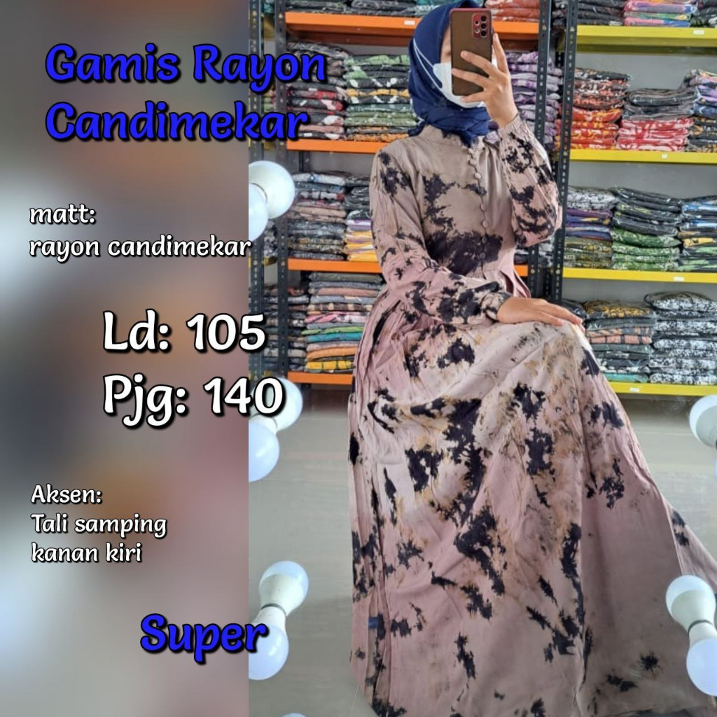 "READY STOK, SIAP KIRIM" GAMIS RAYON CANDI MEKAR #RCM SIZE " L " | MUTIARA | TWILL ORI | REALPICT