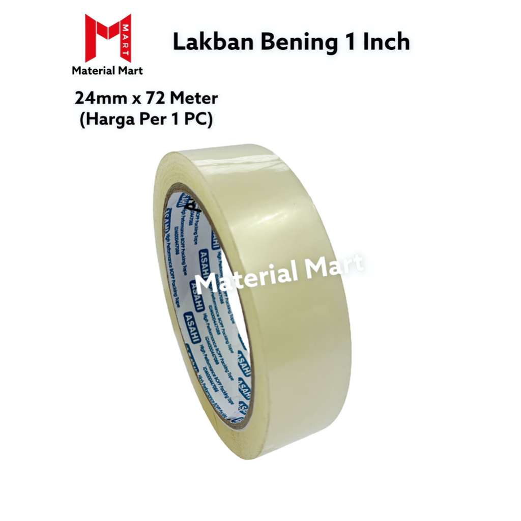 Lakban Bening 1 Inch | Isolasi Transparan 1&quot; | Isolasi Bening 24mm ATK | Material Mart