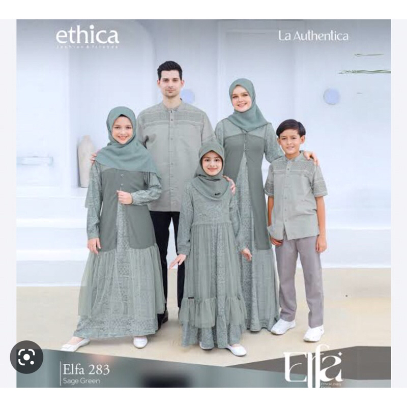 SARIMBIT BAJU COUPLE MUSLIM KELUARGA ELFA 283 SAGE GREEN