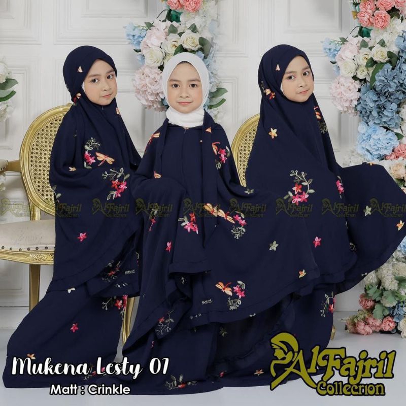 (COD) MUKENAH ANAK CRINGKLE LESTY 3 IN 1 UMUR 6-10 TAHUN RESELETING DEPAN ORI ALFAJRIL Mukena Anak P