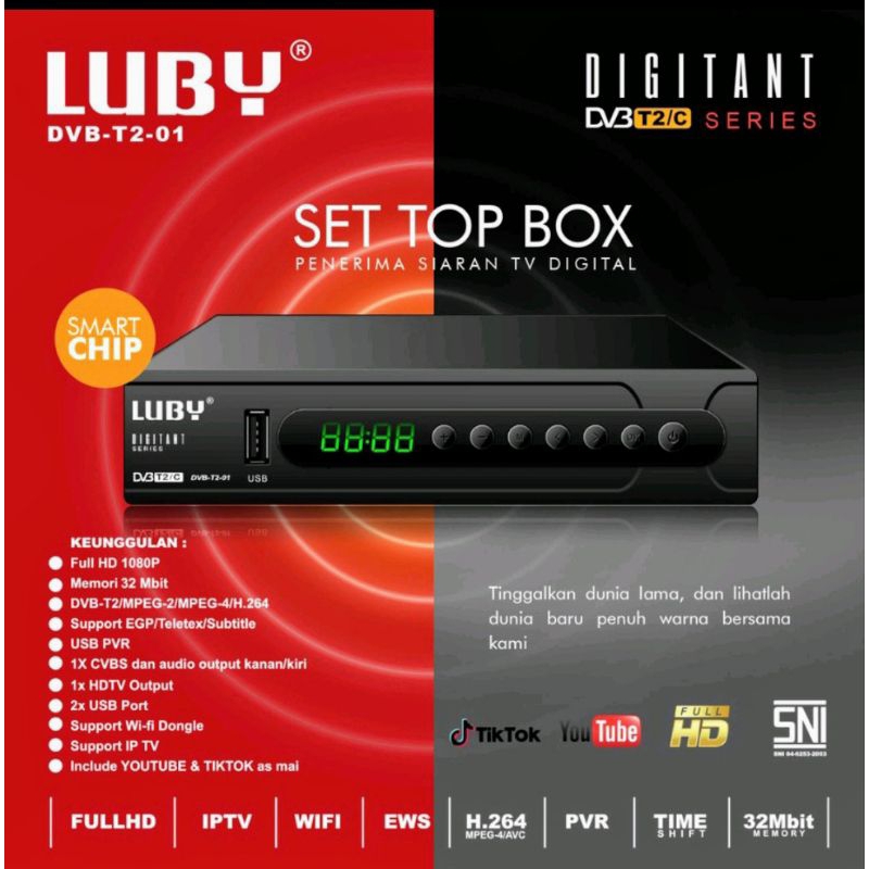 LUBBY Set top box DVBT2-01 Penerima Siaran TV Digital Garansi resmi 1 Tahun!!!