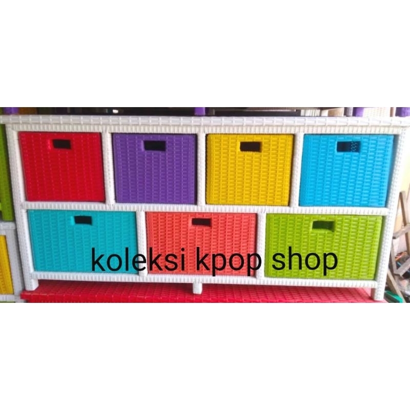 Laci 7 samping, lemari laci rotan sintetis, lemari rotan sintetis serbaguna